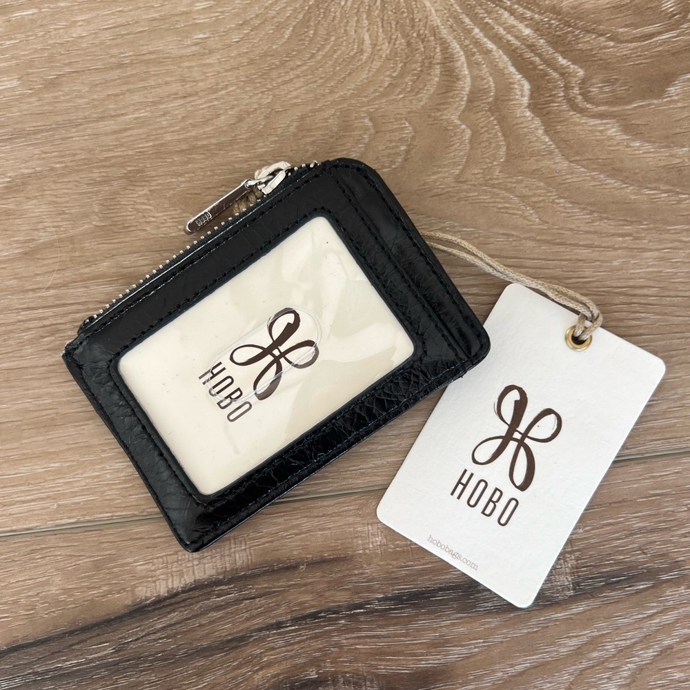 HOBO Black Leather Card Holder with zipper closure. NWT - Picture 2 of 3